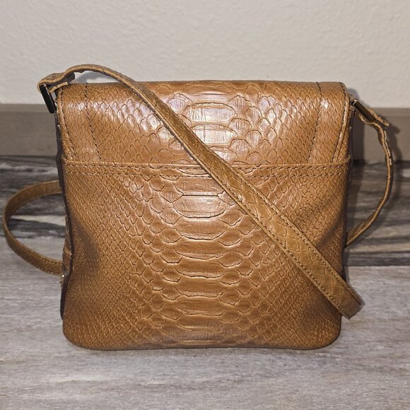 Liz Claiborne Faux Python Crossbody Bag Tan Snake Embossed Shoulder Purse... - Picture 4 of 7